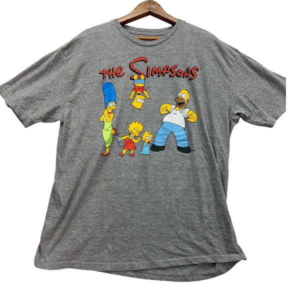 The Simpsons Other - The Simpsons T-Shirt Mens XL Gray Graphic Family Tee Short Sleeve Cotton Blend